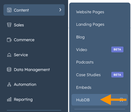 How to find HubDB in HubSpot.